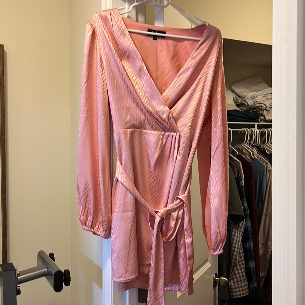 Lulu’s pink printed faux maxi dress size XL